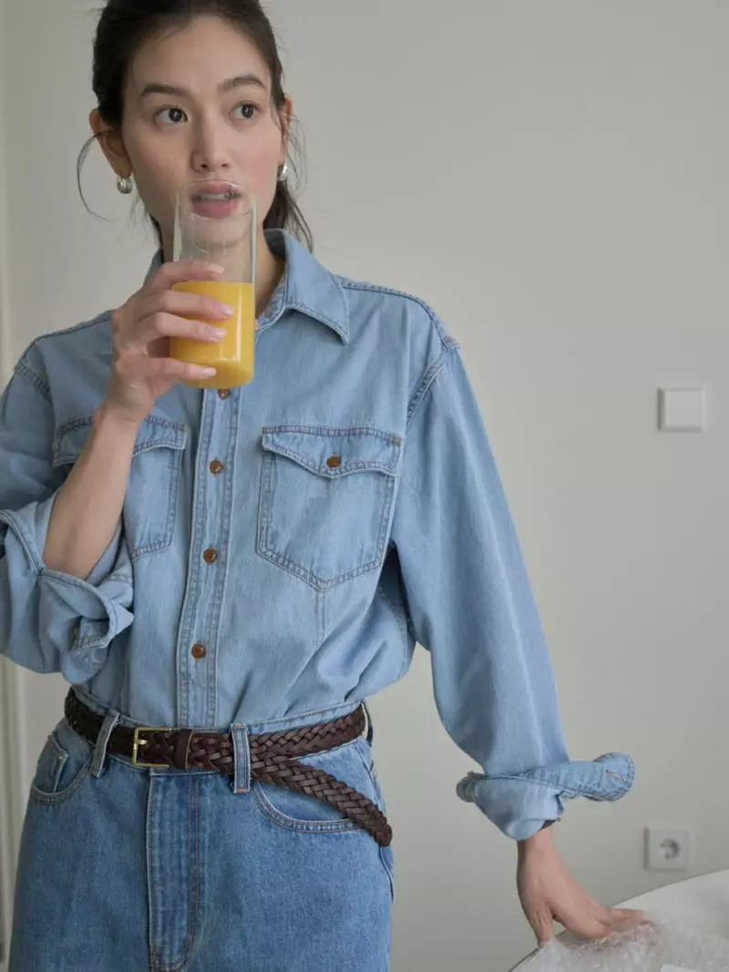 Bold - Korean Women Fashion - #momslook - Cut Denim Shirt - 2