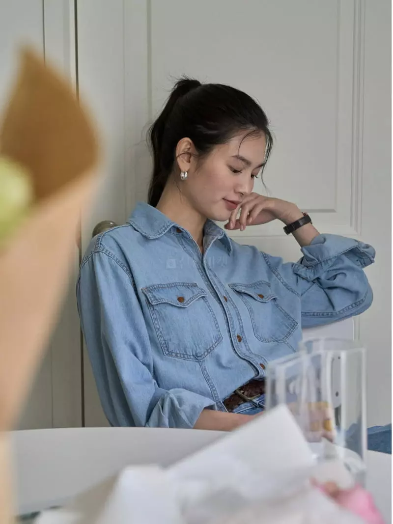 Bold - Korean Women Fashion - #womensfashion - Cut Denim Shirt - 4