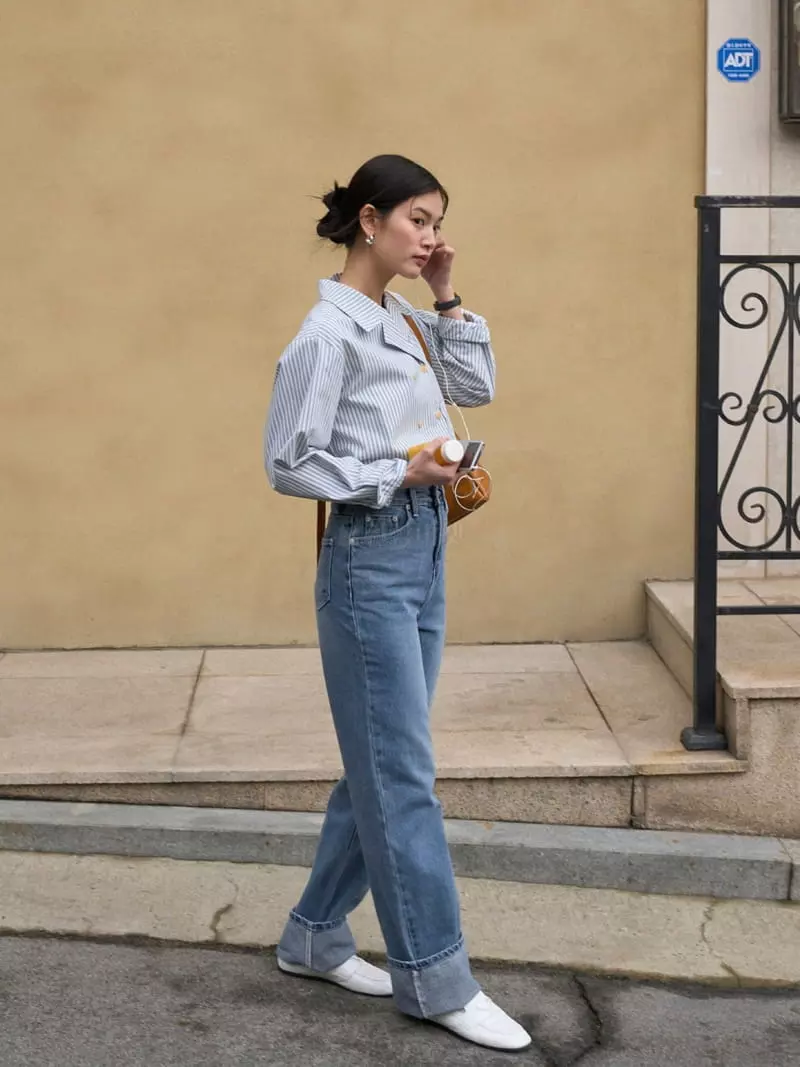 Bold - Korean Women Fashion - #momslook - Roll Up Jeans