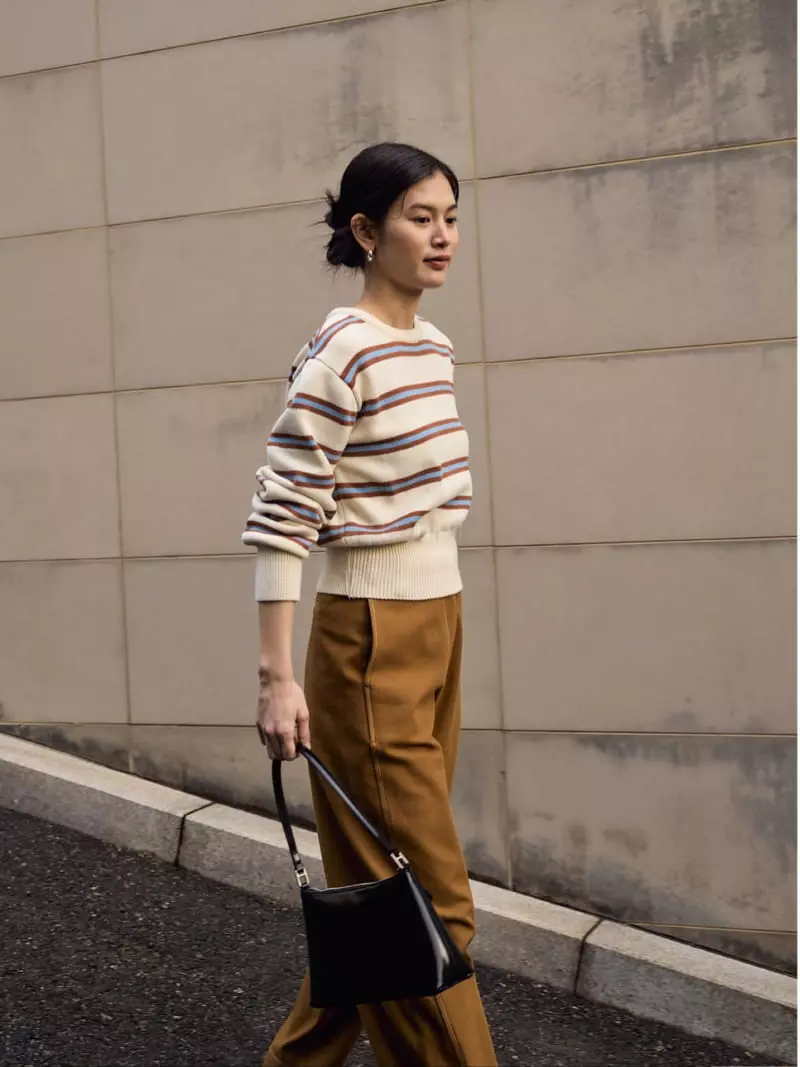 Bold - Korean Women Fashion - #restrostyle - Round Stripe Knit Tee - 2
