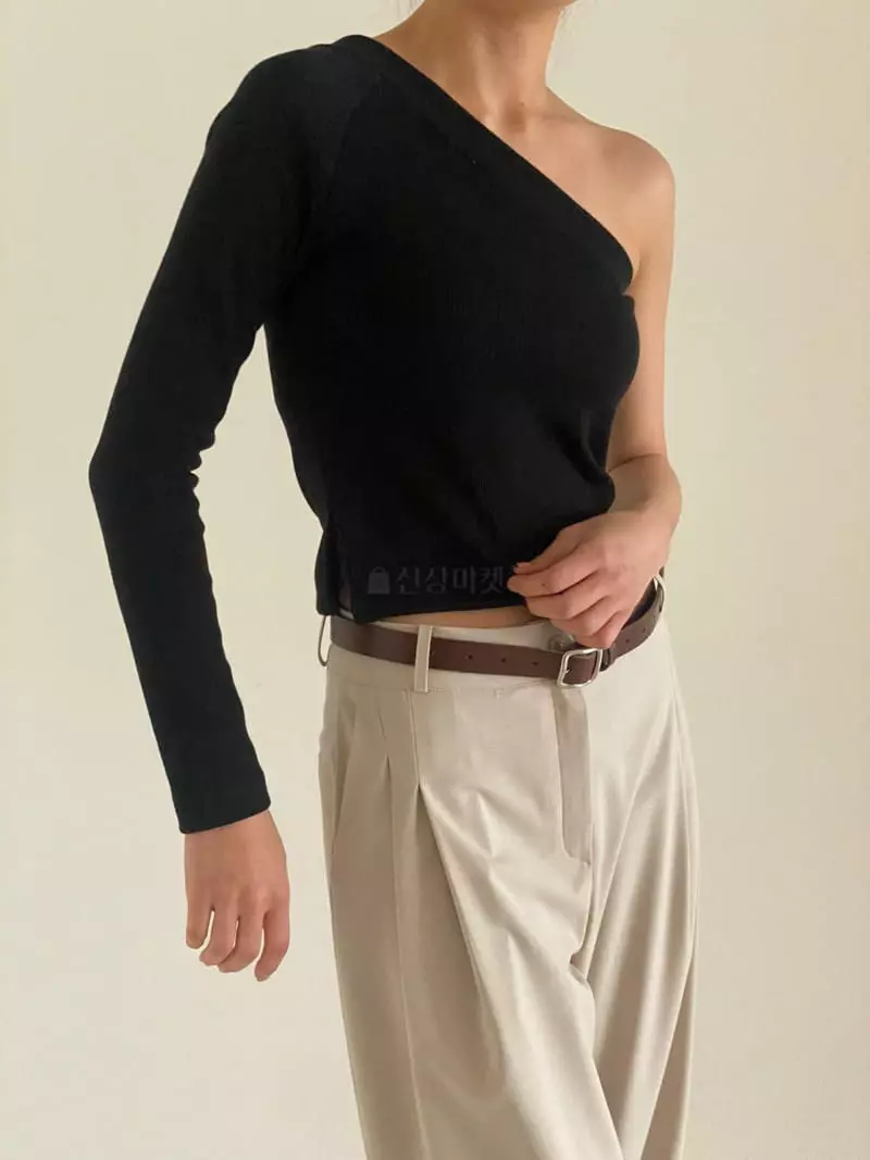 Bold - Korean Women Fashion - #thatsdarling - Rib Unbalance Tee