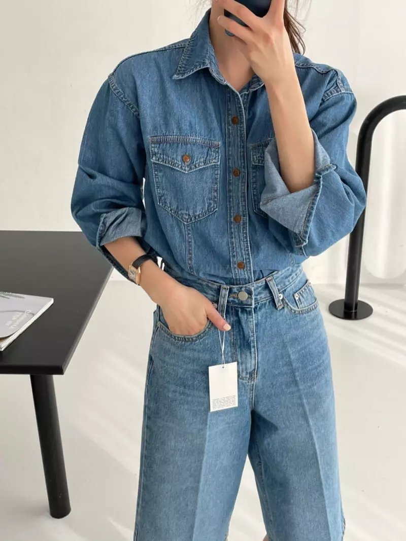 Bold - Korean Women Fashion - #womensfashion - Cut Denim Shirt - 3