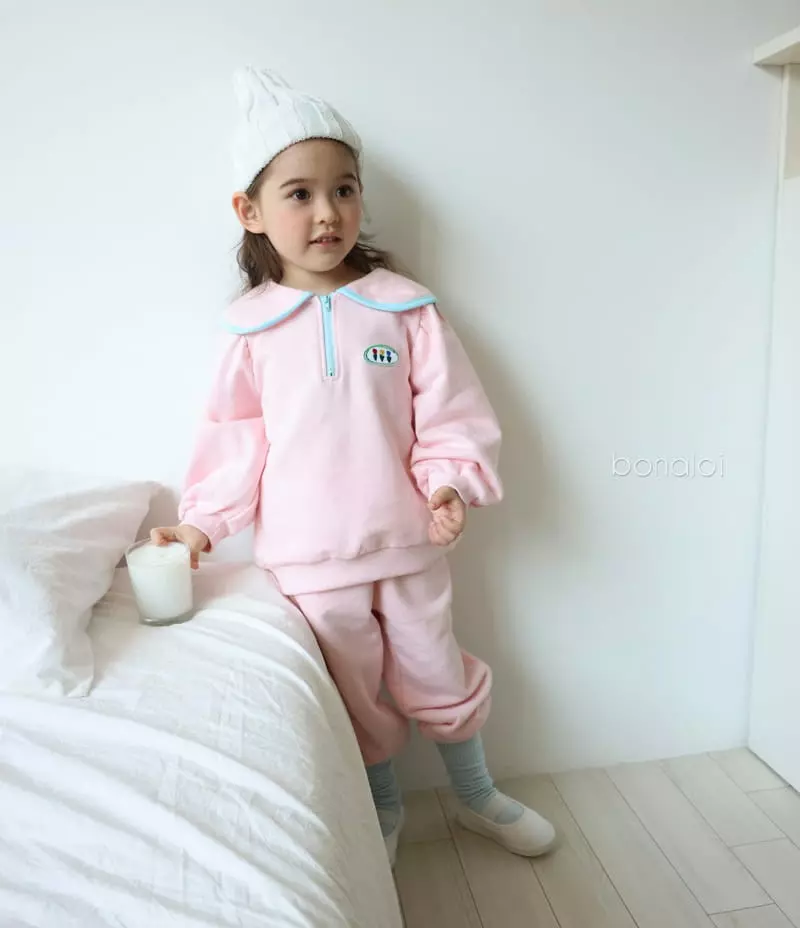 Bonaloi - Korean Children Fashion - #childofig - Min Pink Top Bottom Set - 4