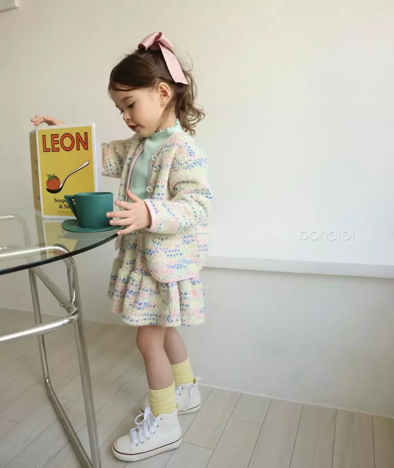 Bonaloi - Korean Children Fashion - #kidzfashiontrend - Gold Heart Cardigan