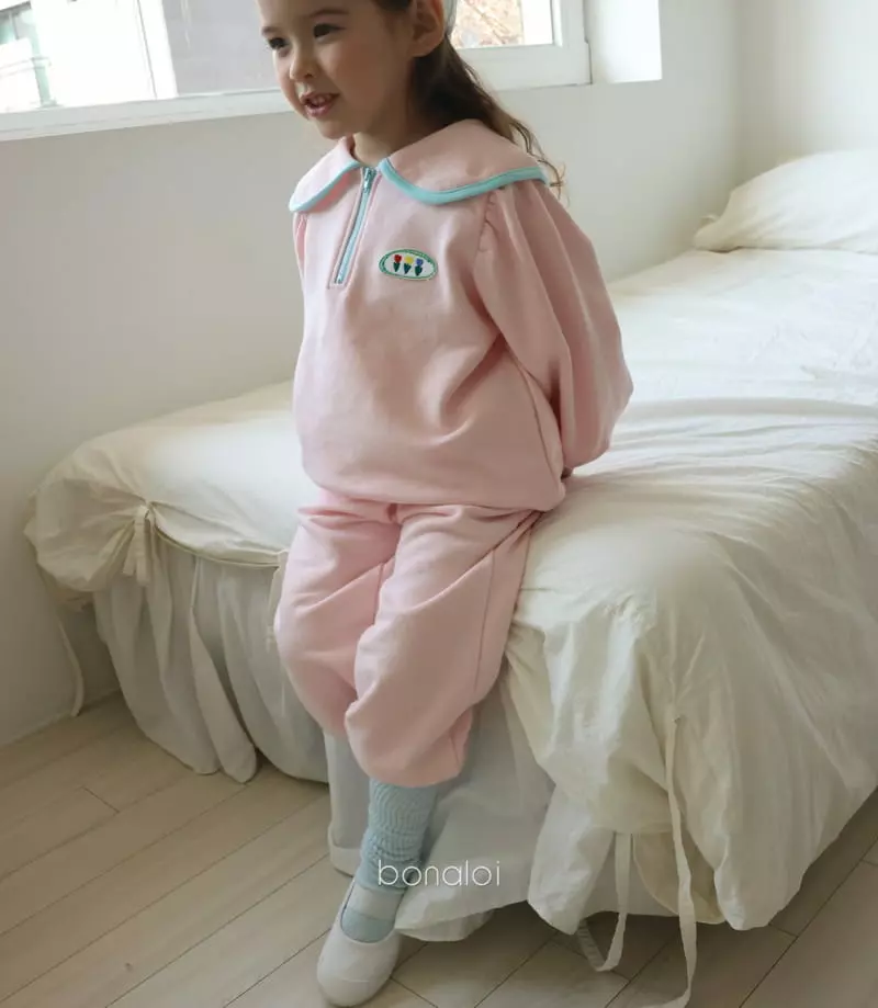 Bonaloi - Korean Children Fashion - #prettylittlegirls - Min Pink Top Bottom Set - 2