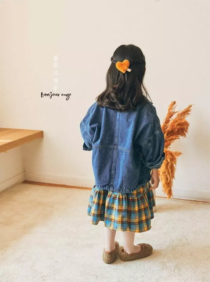 Bonjour Ange - Korean Children Fashion - #discoveringself - Loose Fit Denim Jacket - 5