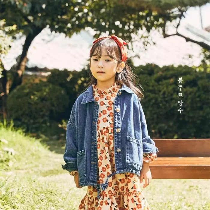 Bonjour Ange - Korean Children Fashion - #fashionkids - Loose Fit Denim Jacket - 6