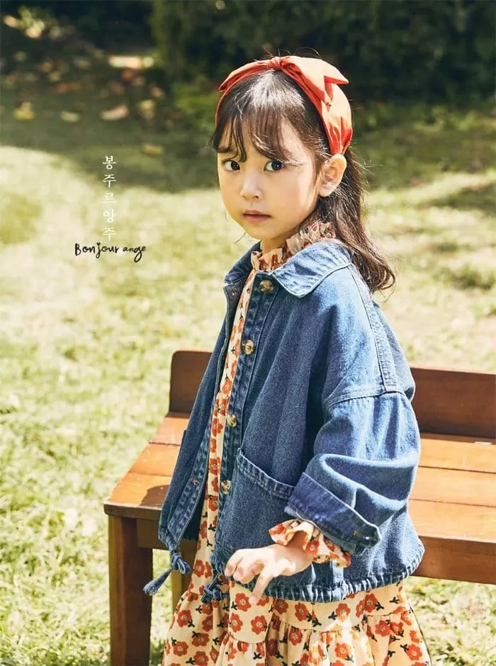 Bonjour Ange - Korean Children Fashion - #kidsshorts - Loose Fit Denim Jacket - 7