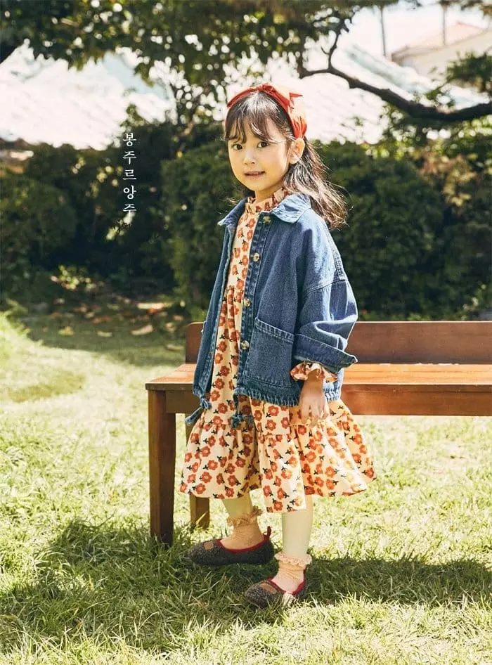 Bonjour Ange - Korean Children Fashion - #kidsstore - Loose Fit Denim Jacket - 8