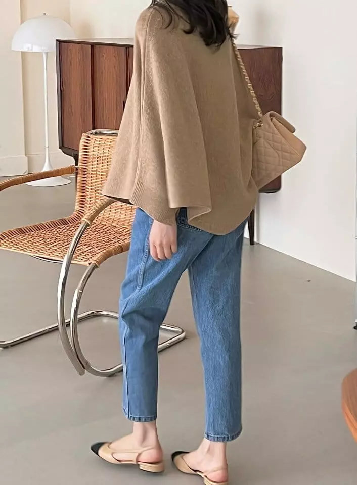 Bowen - Korean Women Fashion - #womensfashion - Pancho Knit Tee - 4
