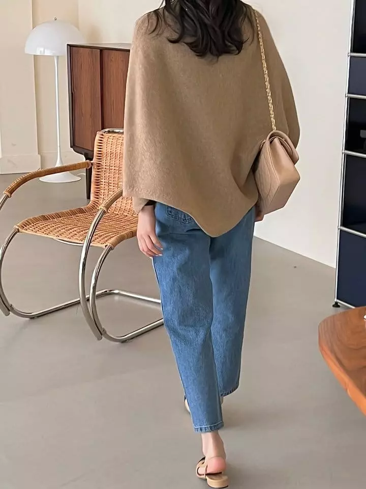 Bowen - Korean Women Fashion - #womensfashion - Pancho Knit Tee - 3