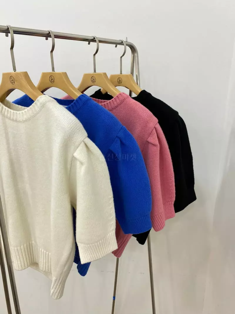 Bplan - Korean Women Fashion - #pursuepretty - Short-sleeved Puff Knit Tee - 4