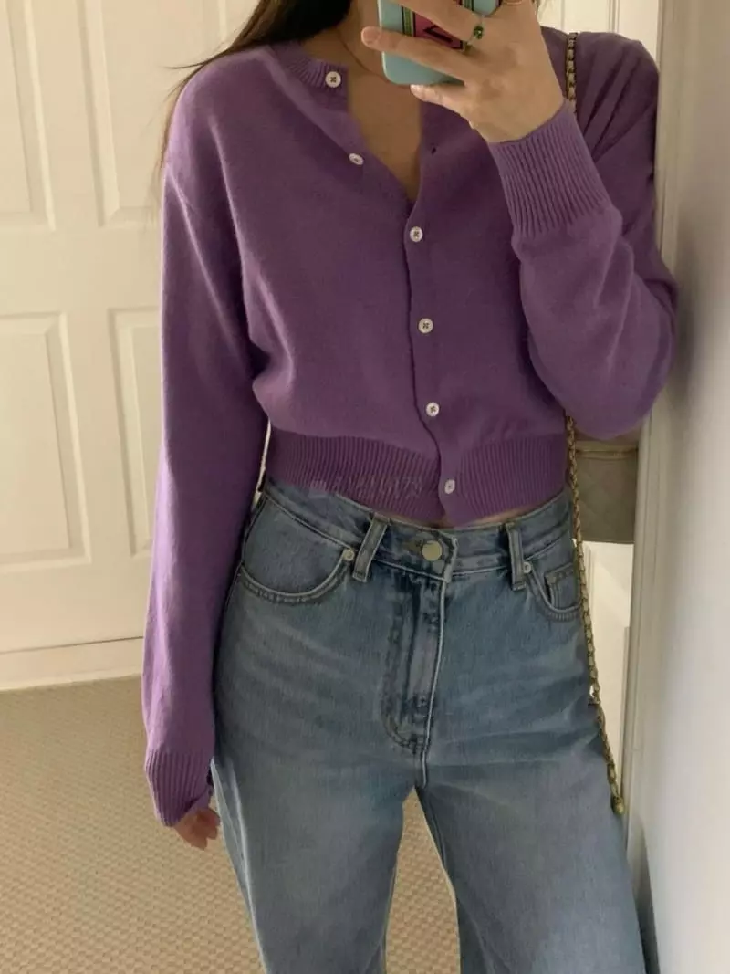 Bplan - Korean Women Fashion - #shopsmall - Crop Cardigan - 3