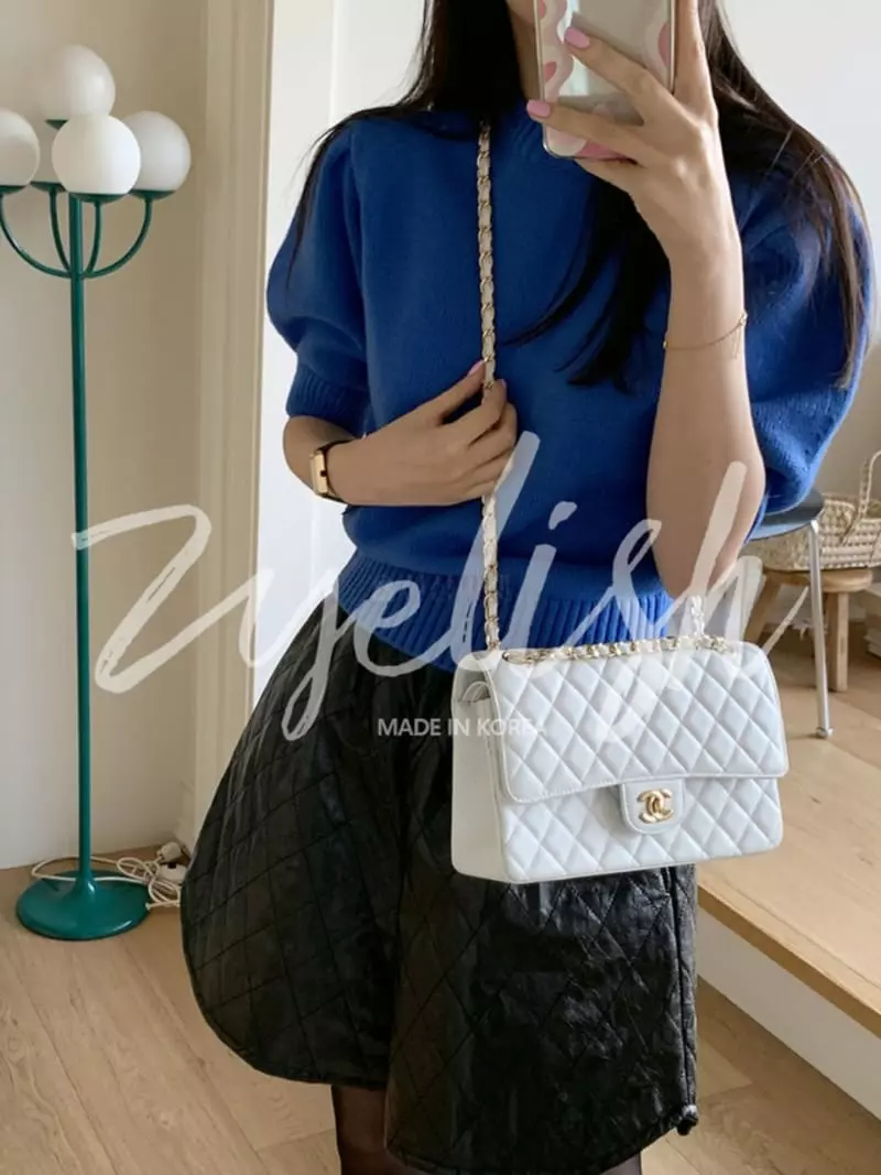 Bplan - Korean Women Fashion - #vintageinspired - Short-sleeved Puff Knit Tee