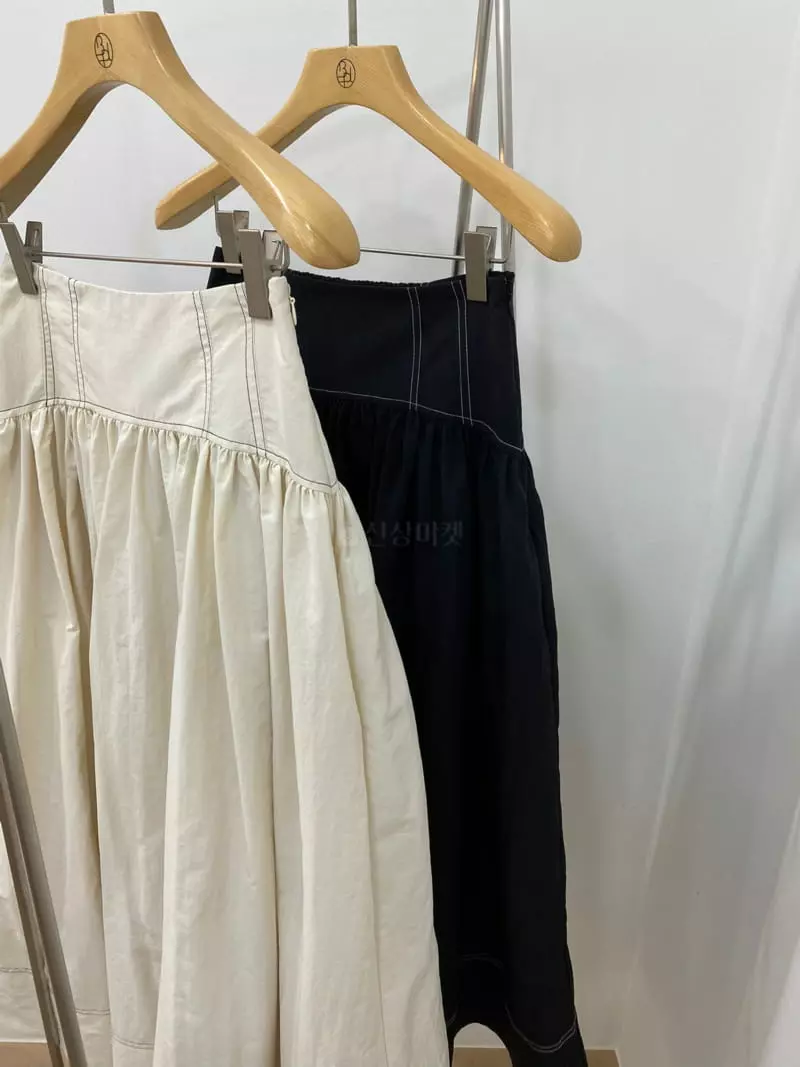 Bplan - Korean Women Fashion - #vintagekidsstyle - Stitch Skirt - 3