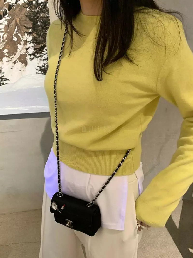 Bplan - Korean Women Fashion - #womensfashion - Crop knit Tee