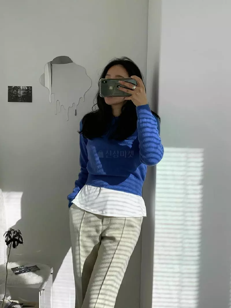 Bplan - Korean Women Fashion - #womensfashion - Crop knit Tee - 3