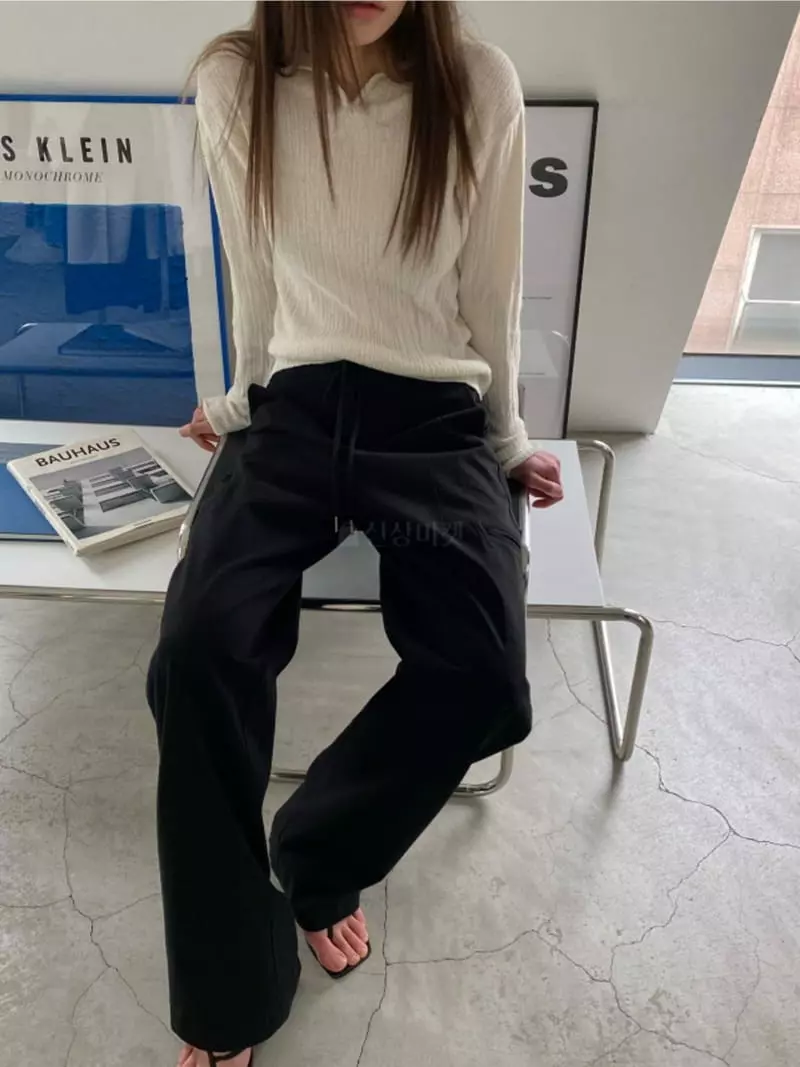 Breathe - Korean Women Fashion - #momslook - Beaton Rib Knit Tee - 2