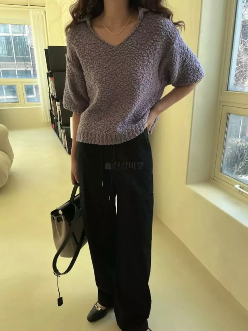 Breathe - Korean Women Fashion - #momslook - Vintage Collar Knit Tee - 2