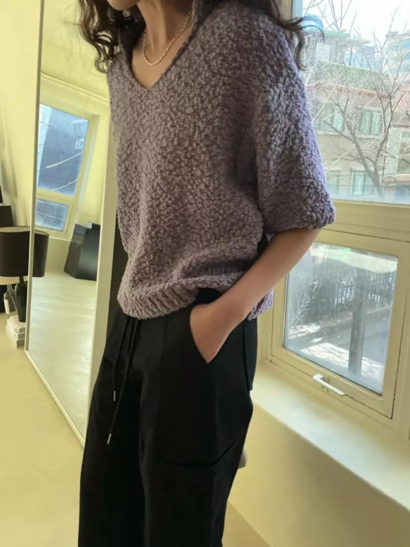 Breathe - Korean Women Fashion - #womensfashion - Vintage Collar Knit Tee - 4