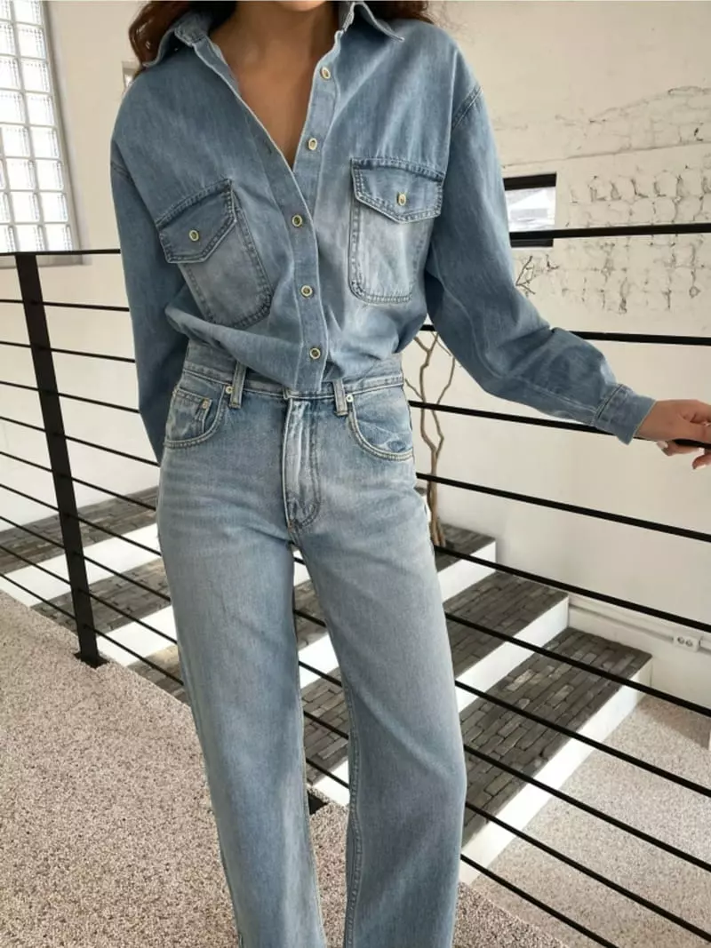 Breathe - Korean Women Fashion - #pursuepretty - All Brush Denim Shirt - 2