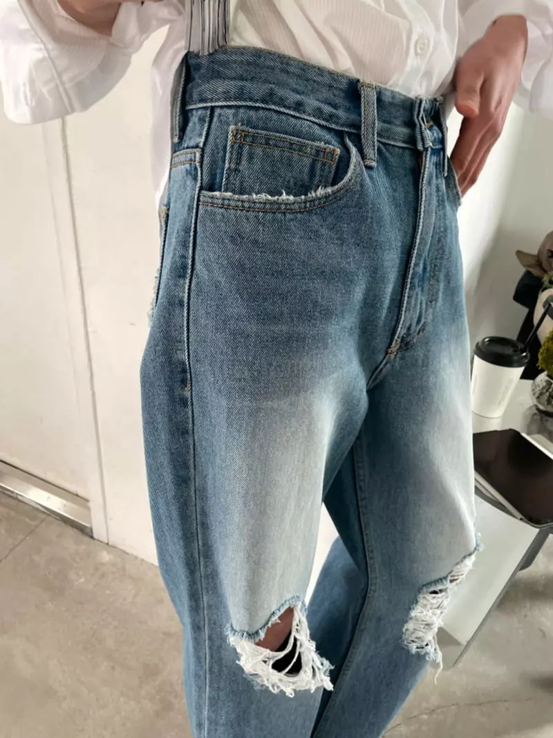Breathe - Korean Women Fashion - #romanticstyle - Damage Jeans   - 3