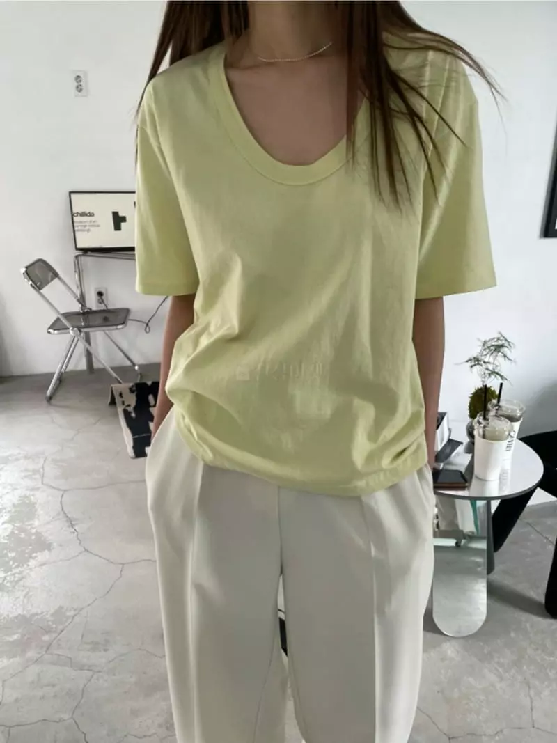 Breathe - Korean Women Fashion - #thatsdarling - Organic U-neck Tee