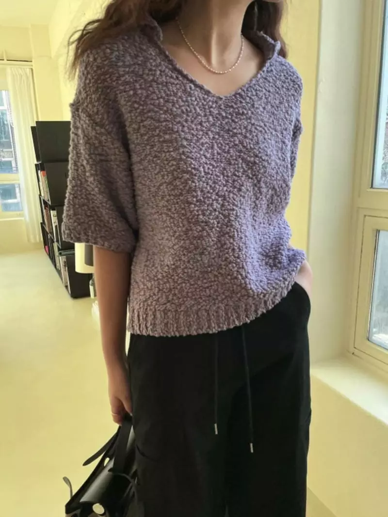Breathe - Korean Women Fashion - #womensfashion - Vintage Collar Knit Tee - 3