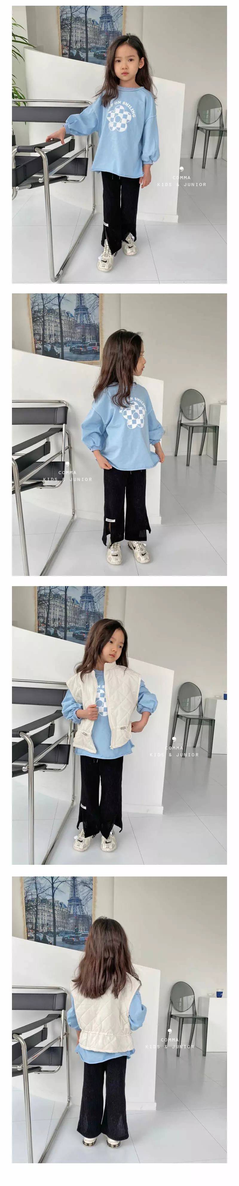 COMMA - Korean Children Fashion Brand - #Kfashion4kids - Check Flower Tee - 4