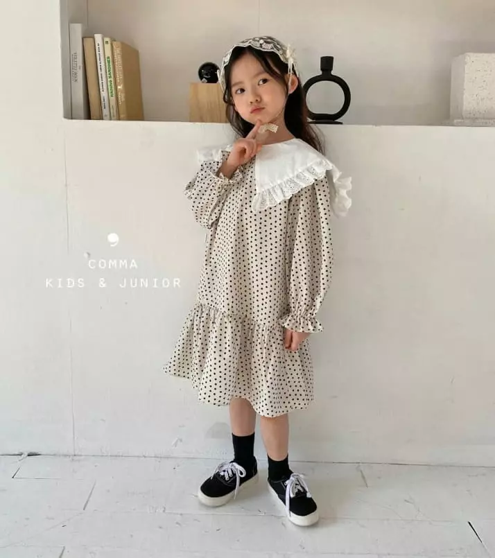 COMMA - Korean Children Fashion Brand - #childrensboutique - Dot Collar One-piece