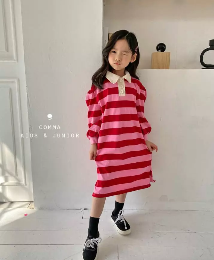 COMMA - Korean Children Fashion Brand - #designkidswear - Stripe Long One-piece