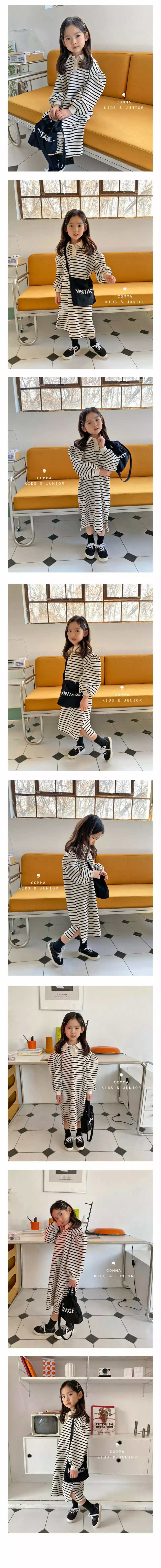 COMMA - Korean Children Fashion Brand - #fashionkids - Stripe Long One-piece - 3