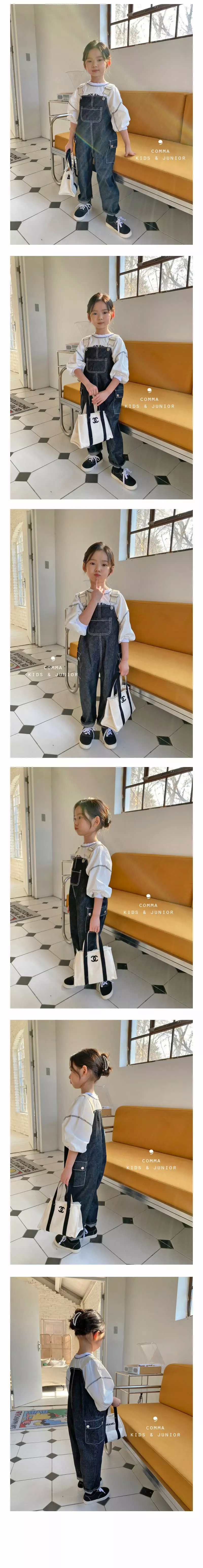 COMMA - Korean Children Fashion Brand - #prettylittlegirls - Denim Suspender Pants - 3