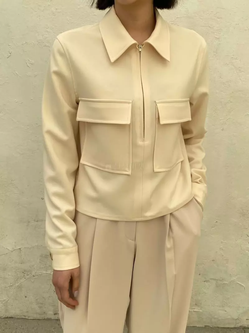 Cedar - Korean Women Fashion - #momslook - Mud Zip-up Blouse