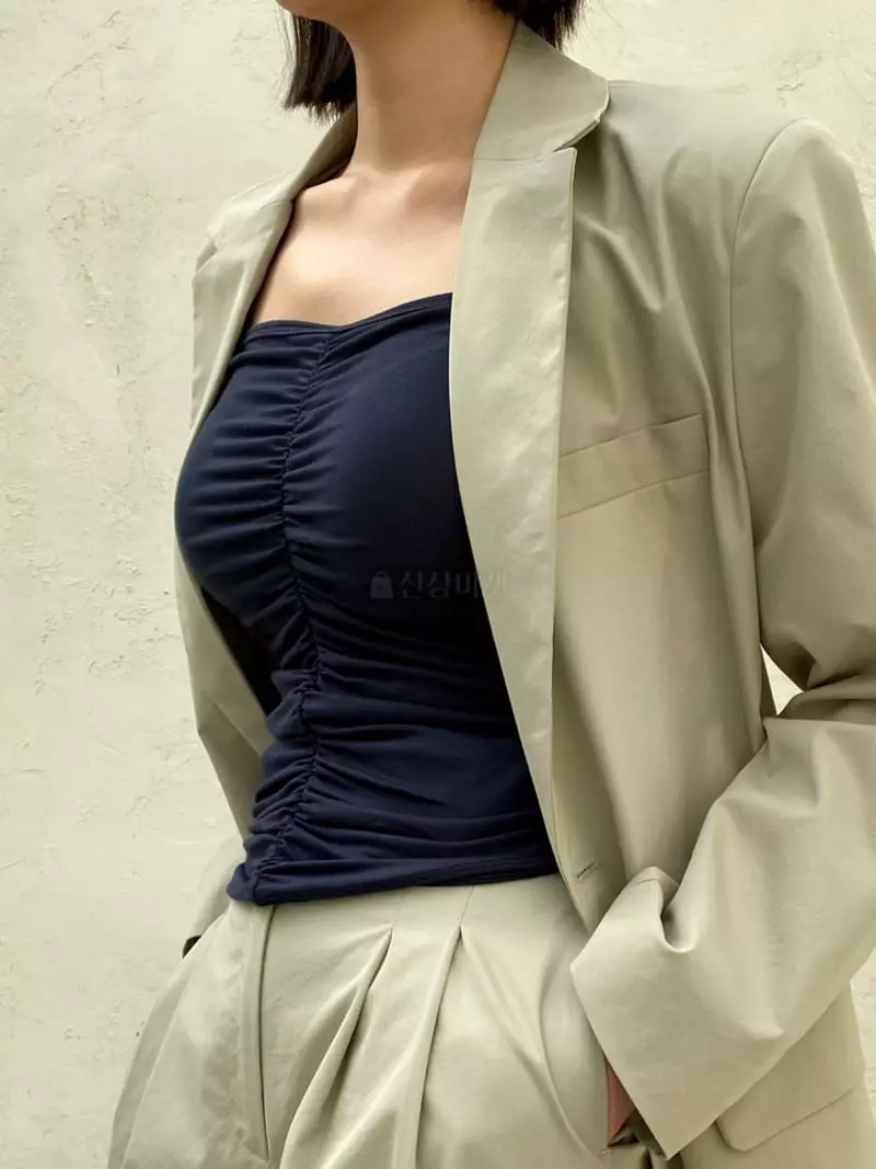 Cedar - Korean Women Fashion - #momslook - Even Shirring Sleeveless Tee - 2