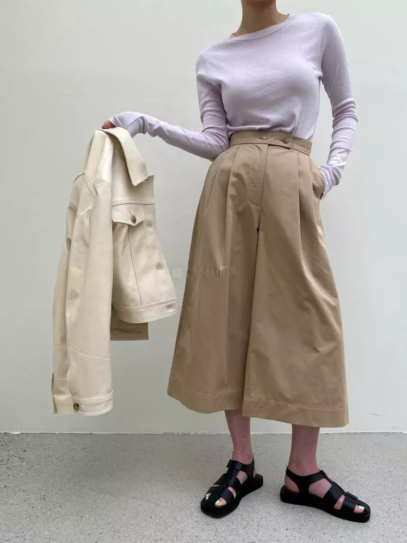 Cedar - Korean Women Fashion - #momslook - Two Button Wide Pants - 2