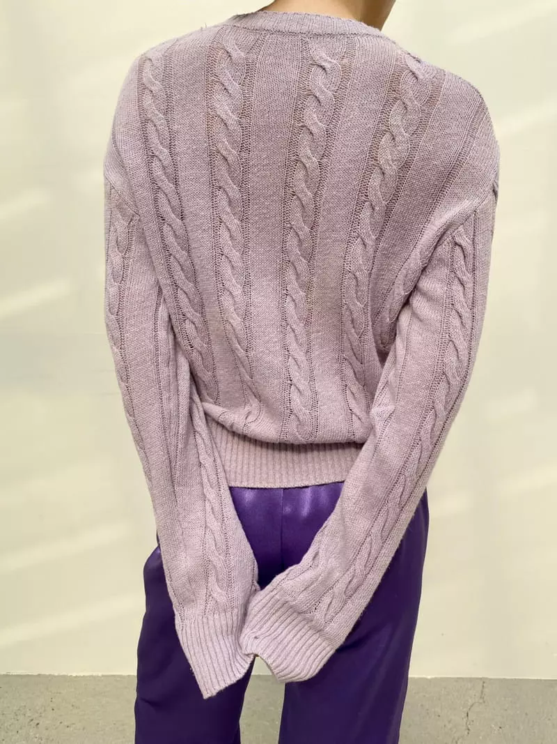 Cedar - Korean Women Fashion - #momslook - Spring Aran Knit Tee - 3