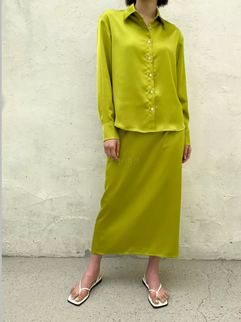 Cedar - Korean Women Fashion - #restrostyle - Satin Long Skirt  - 4