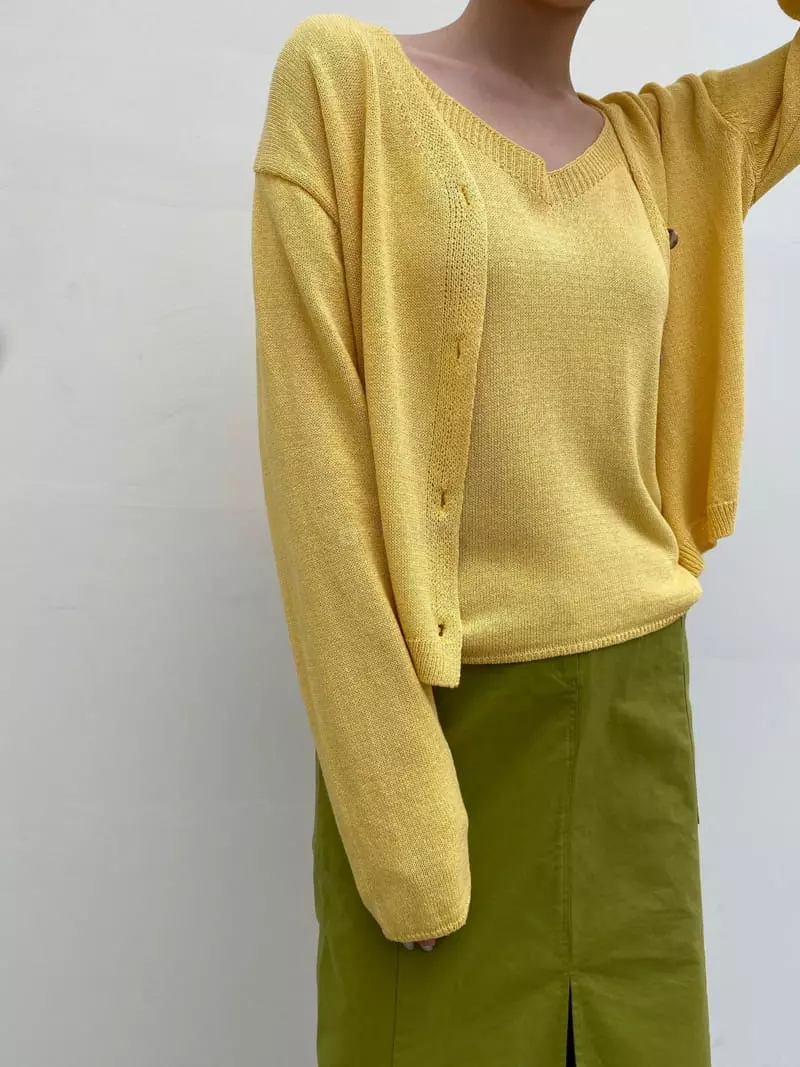 Cedar - Korean Women Fashion - #romanticstyle - Corn Cardigan - 3