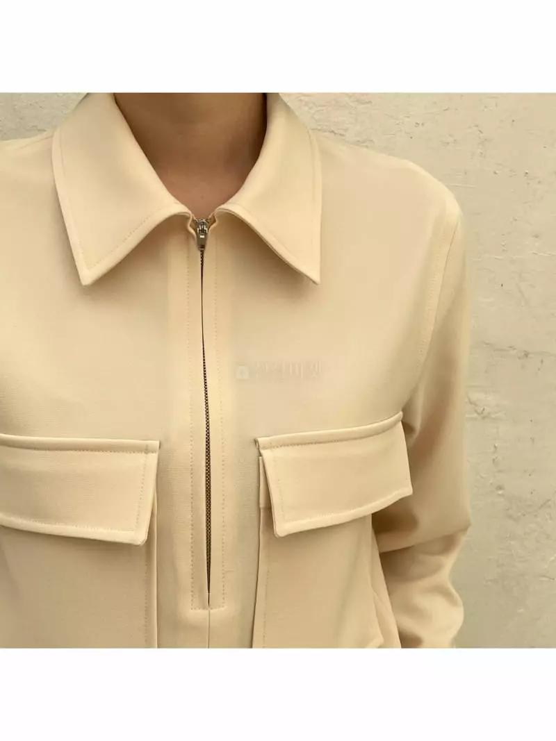 Cedar - Korean Women Fashion - #womensfashion - Mud Zip-up Blouse - 2