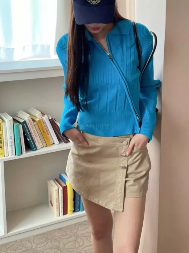 Chapter - Korean Women Fashion - #momslook - Diagonal Two-way Knit Tee