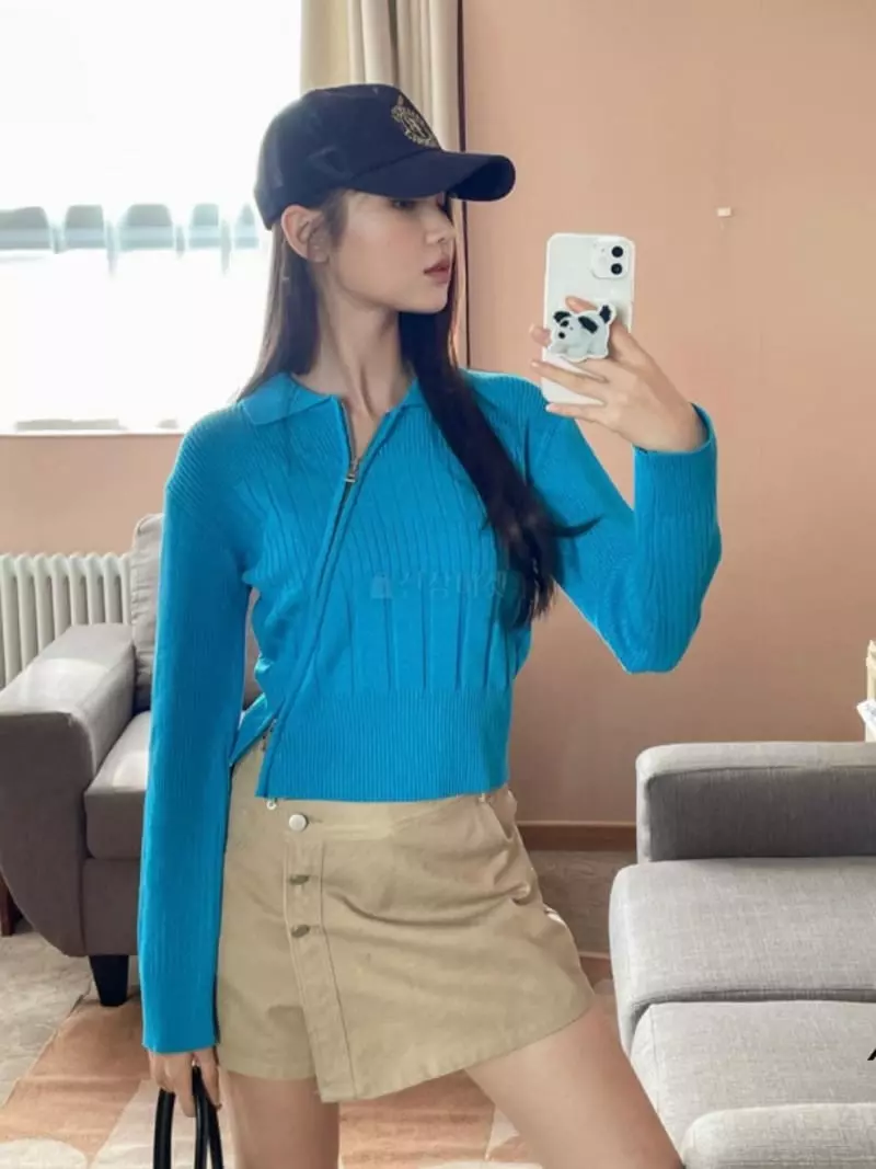 Chapter - Korean Women Fashion - #momslook - Diagonal Two-way Knit Tee - 3