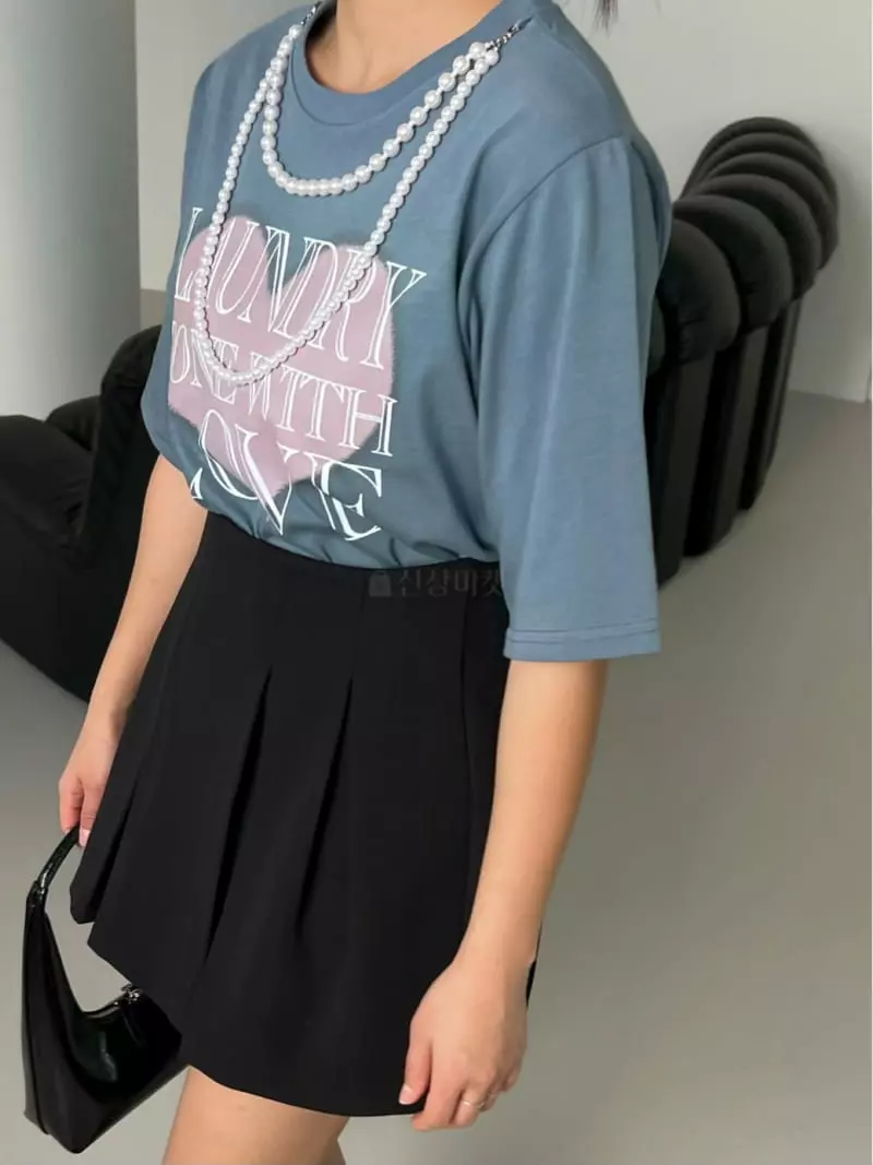 Chapter - Korean Women Fashion - #momslook - Pearl Heart Tee (Including necklace) - 2