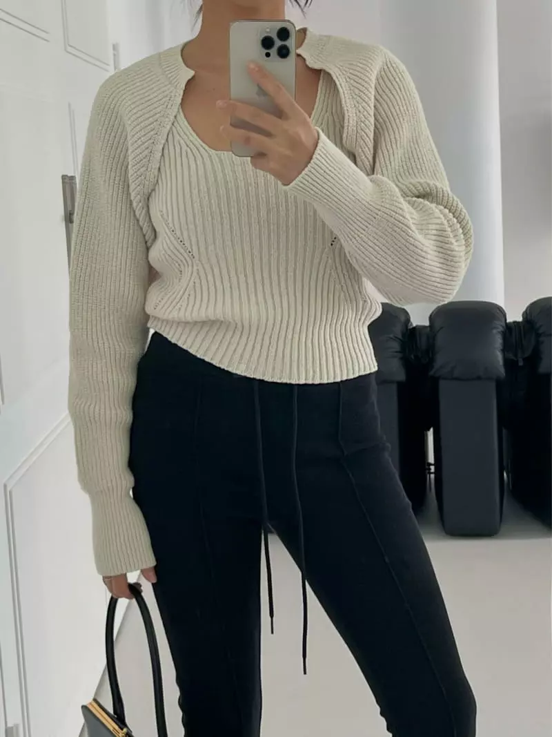 Chapter - Korean Women Fashion - #momslook - Bolero Knit set