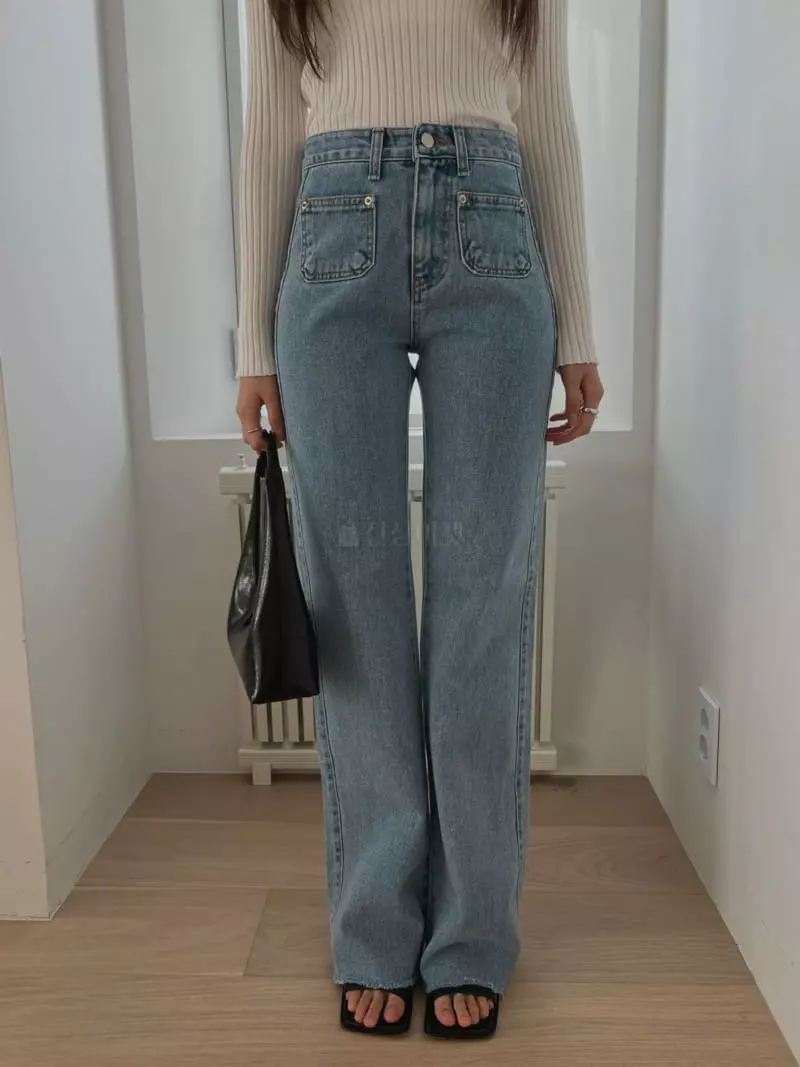 Chapter - Korean Women Fashion - #shopsmall - Pocket Row Jeans - 3