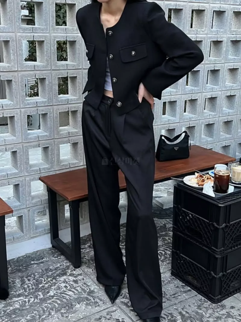Chapter - Korean Women Fashion - #momslook - No Collar Open Jacket - 4