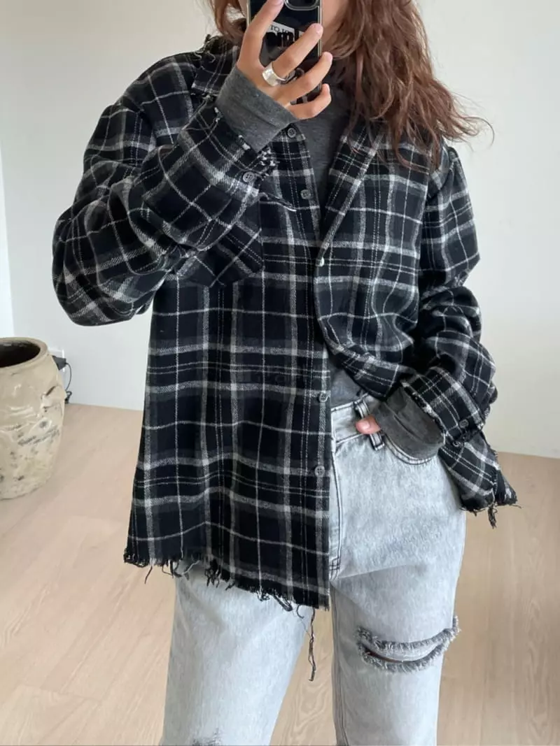Charlotte - Korean Women Fashion - #momslook - Check Shirt