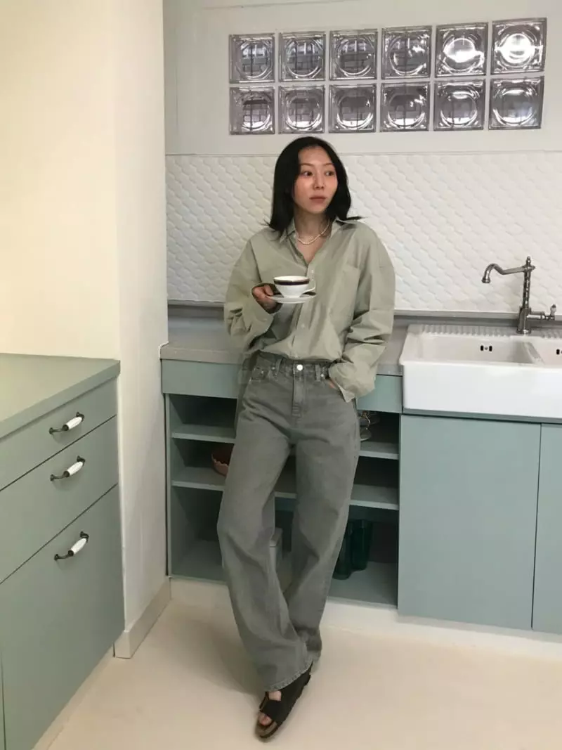 Charlotte - Korean Women Fashion - #momslook - Khaki Washing Jeans - 3