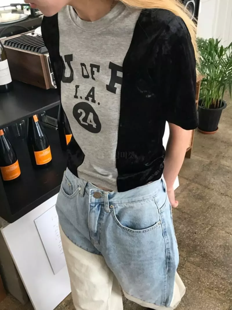 Charlotte - Korean Women Fashion - #romanticstyle - Velvet Tee - 4