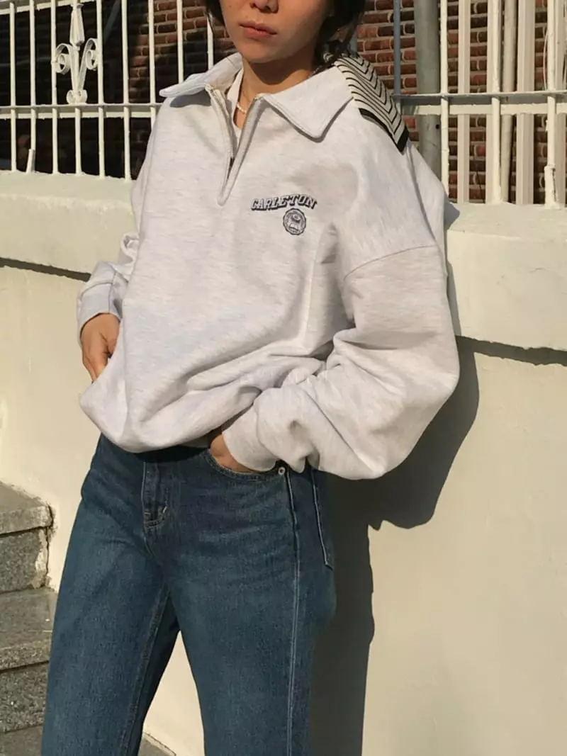 Charlotte - Korean Women Fashion - #momslook - Carlton Half Zip-Up Sweatshirt - 4